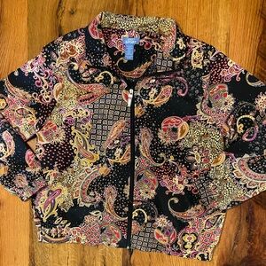 Koret Sport Vintage Zip Front Lined Lightweight Jacket in Fun Print, Size Large